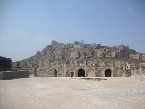 Me and a Friend in Front of the Golconda Fort in India