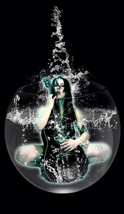 Wet sexy girl sings under water