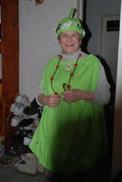 Grandma Janet aka Grandma Noni dressed as a Noni Flower